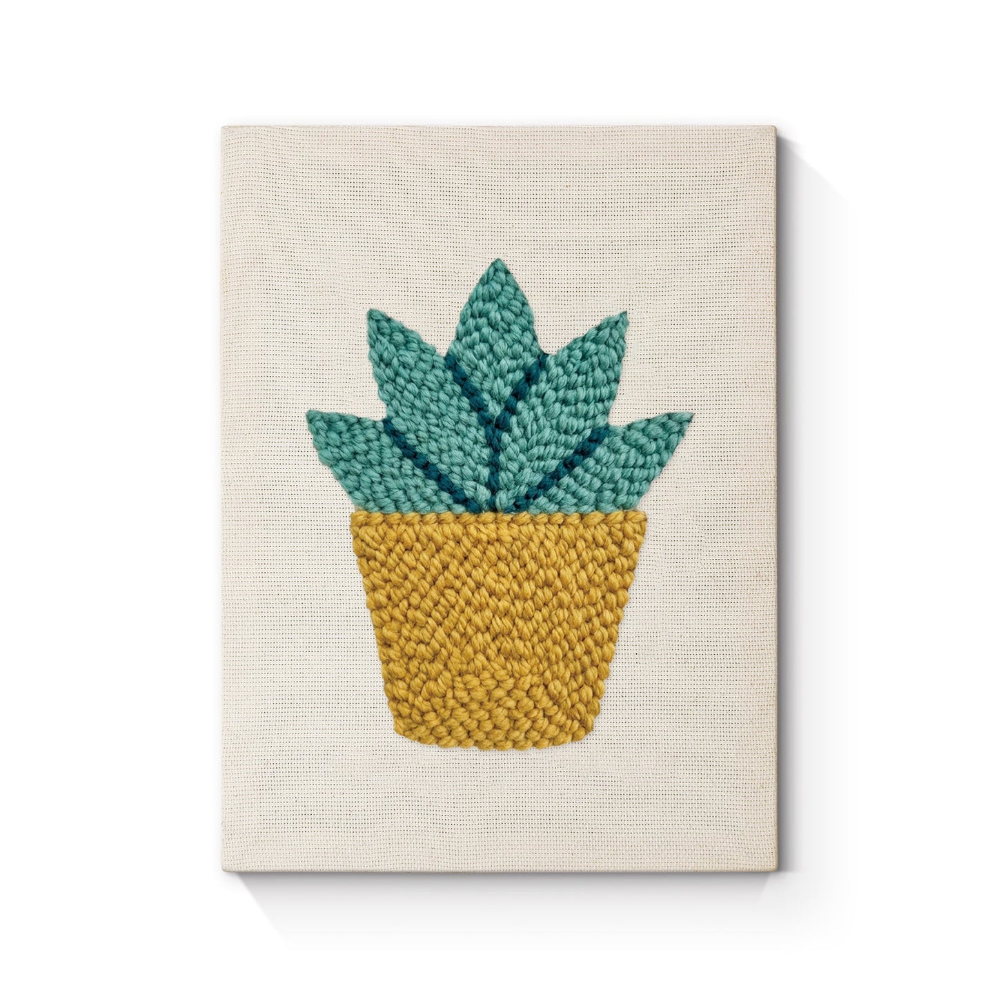 Yellow Cactus in Pot - Punch Needle