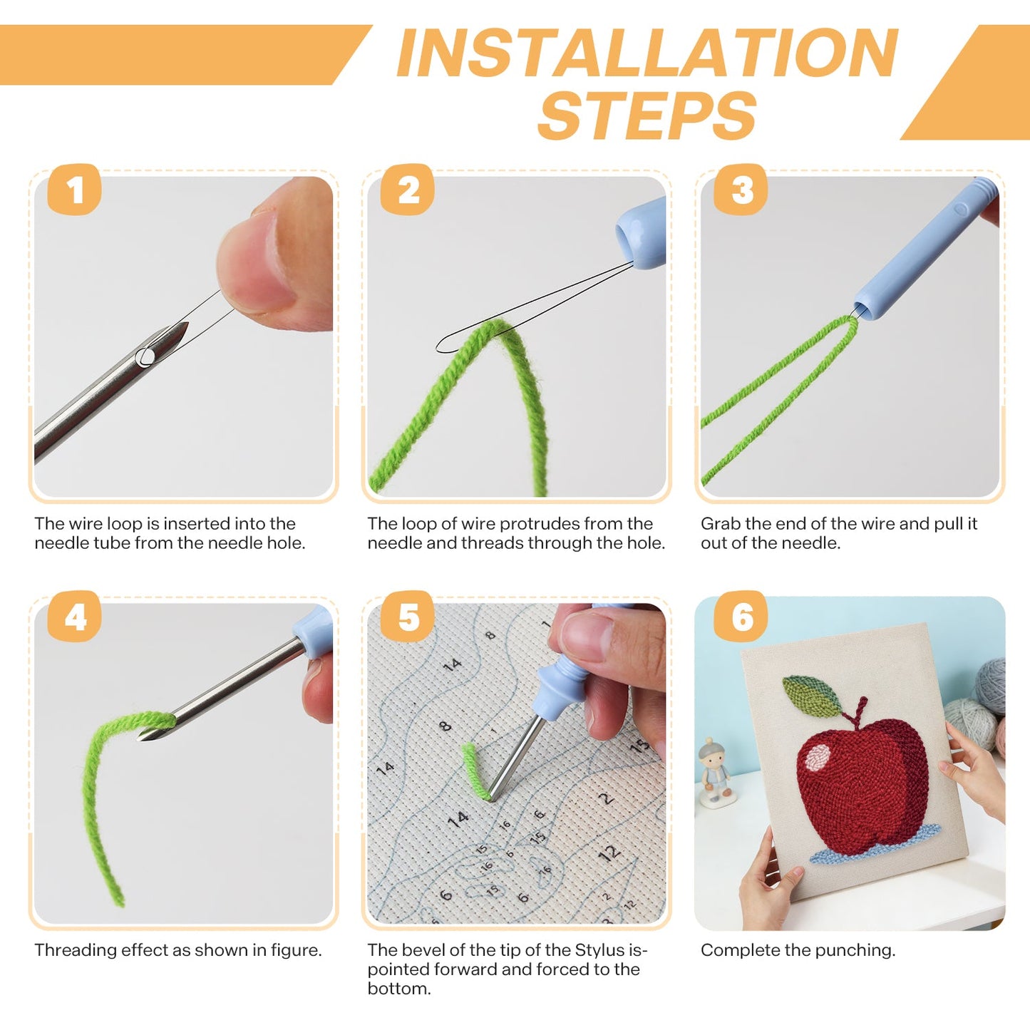 Apple Embroidery - Punch Needle
