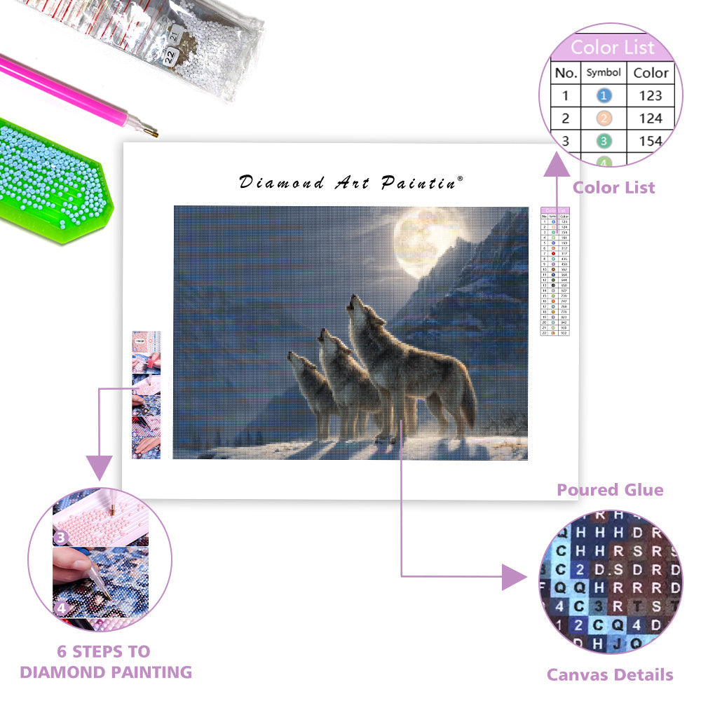 Wolves in the Moonlight - Diamond Painting