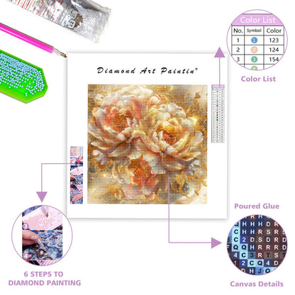Golden Peony Palace - Diamond Painting