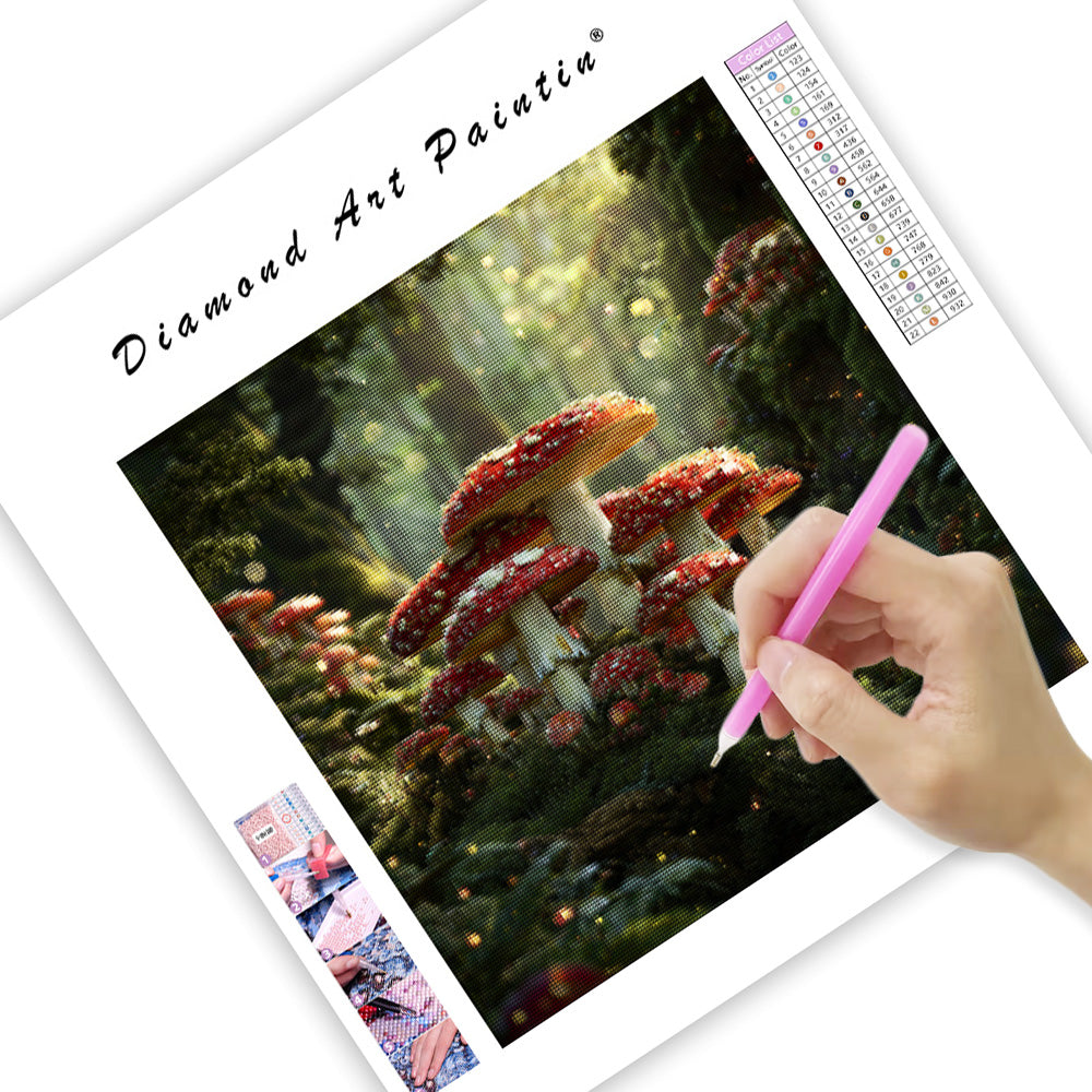 Enchanted Forest Mushroom Circle - Diamond Painting