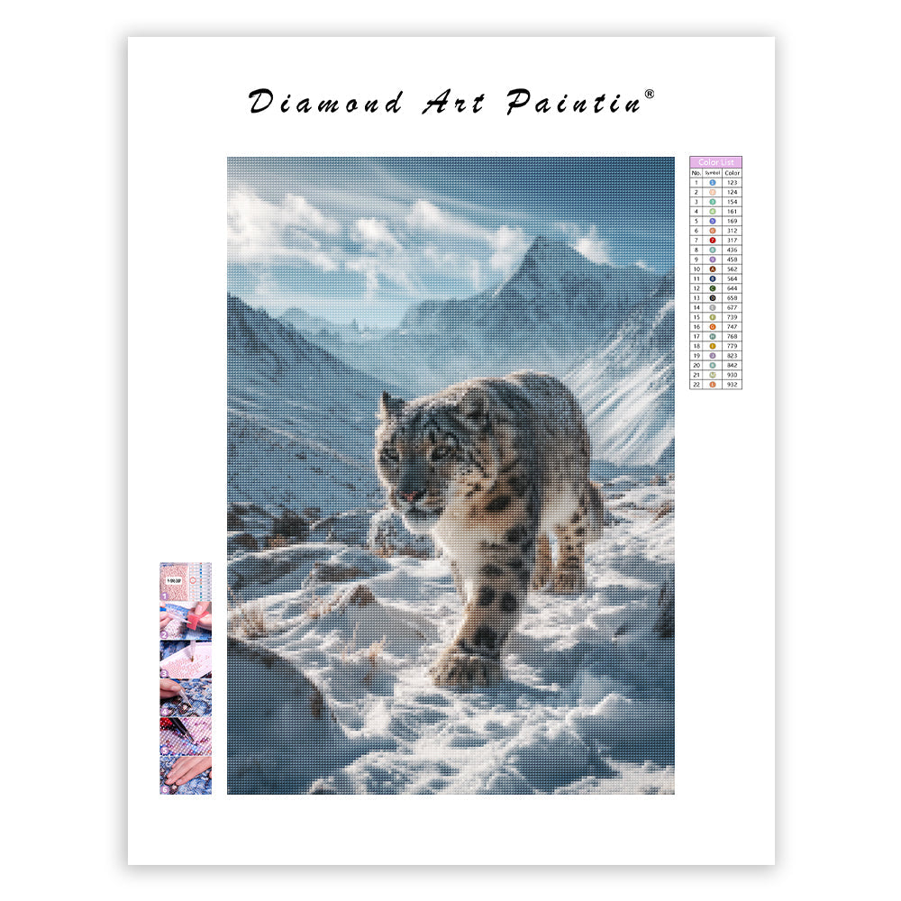 Snow Leopard in the Mountains - Diamond Painting
