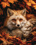 Red Fox in Autumn Leaves - Diamond Painting
