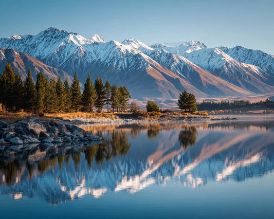 New Zealand Lake with Snowy Peaks - Diamond Painting
