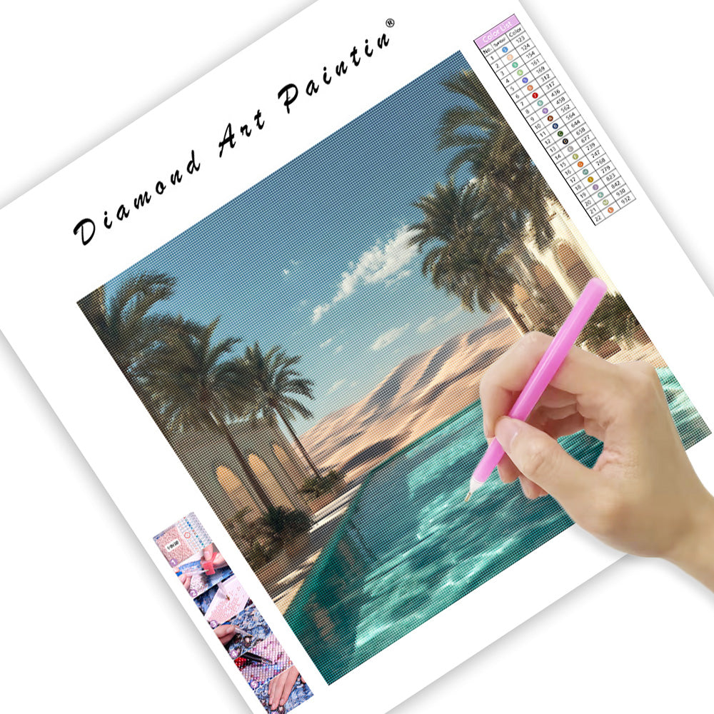 Desert Oasis Pool - Diamond Painting