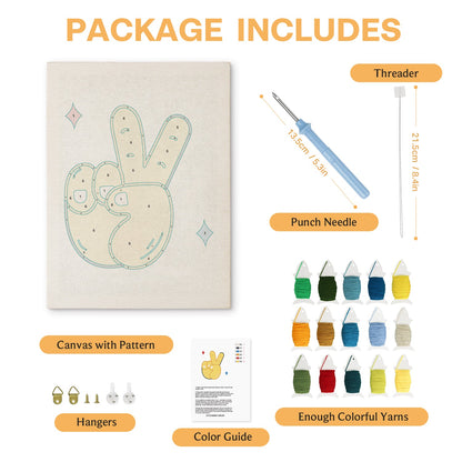 Peace Hand Gesture - Punch Needle