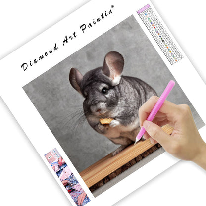 Chinchilla on Perch - Diamond Painting