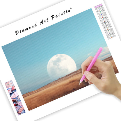 Moon Over Field - Diamond Painting