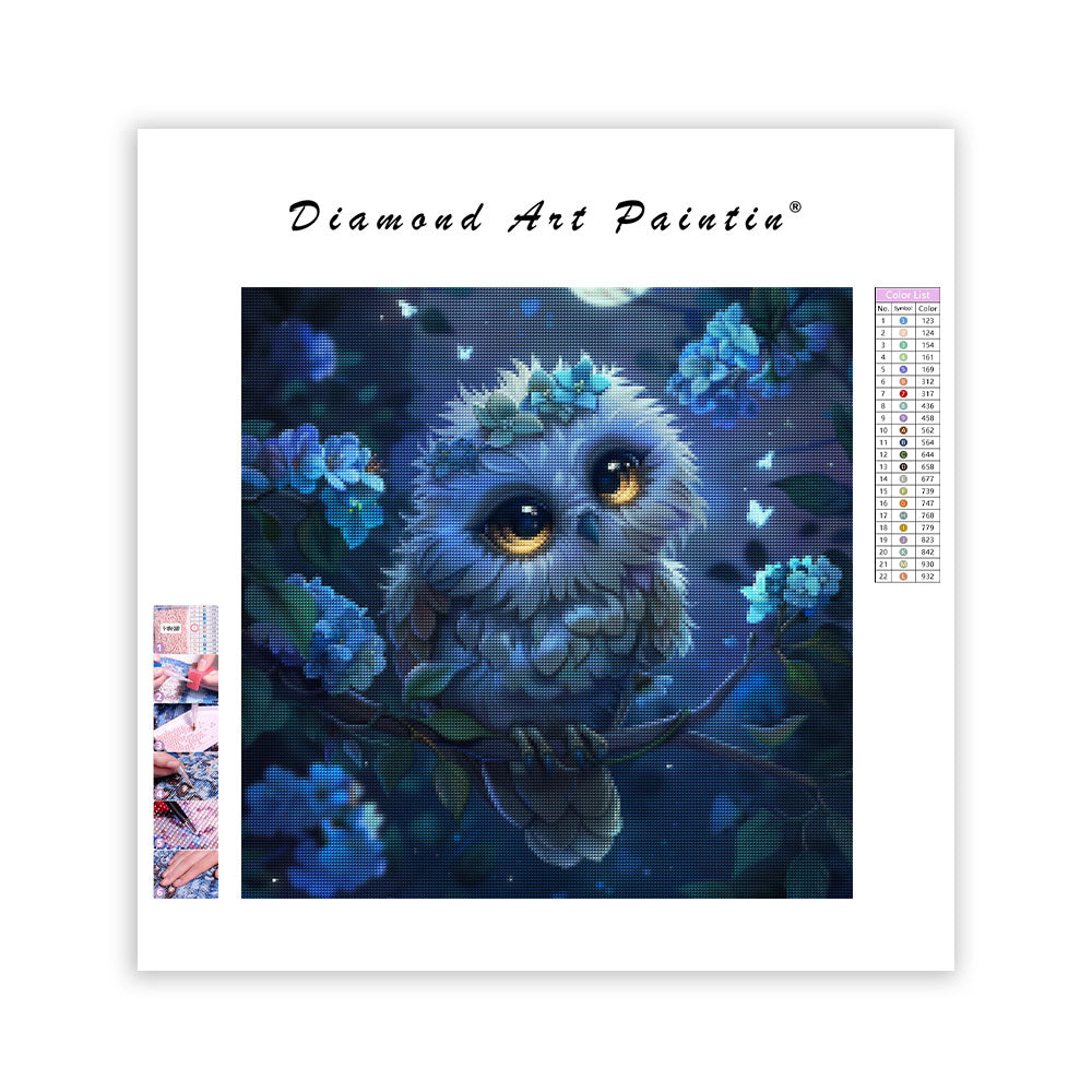 Moonlit Wreath Owl - Diamond Painting