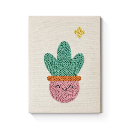 Happy Cactus with Stars - Punch Needle