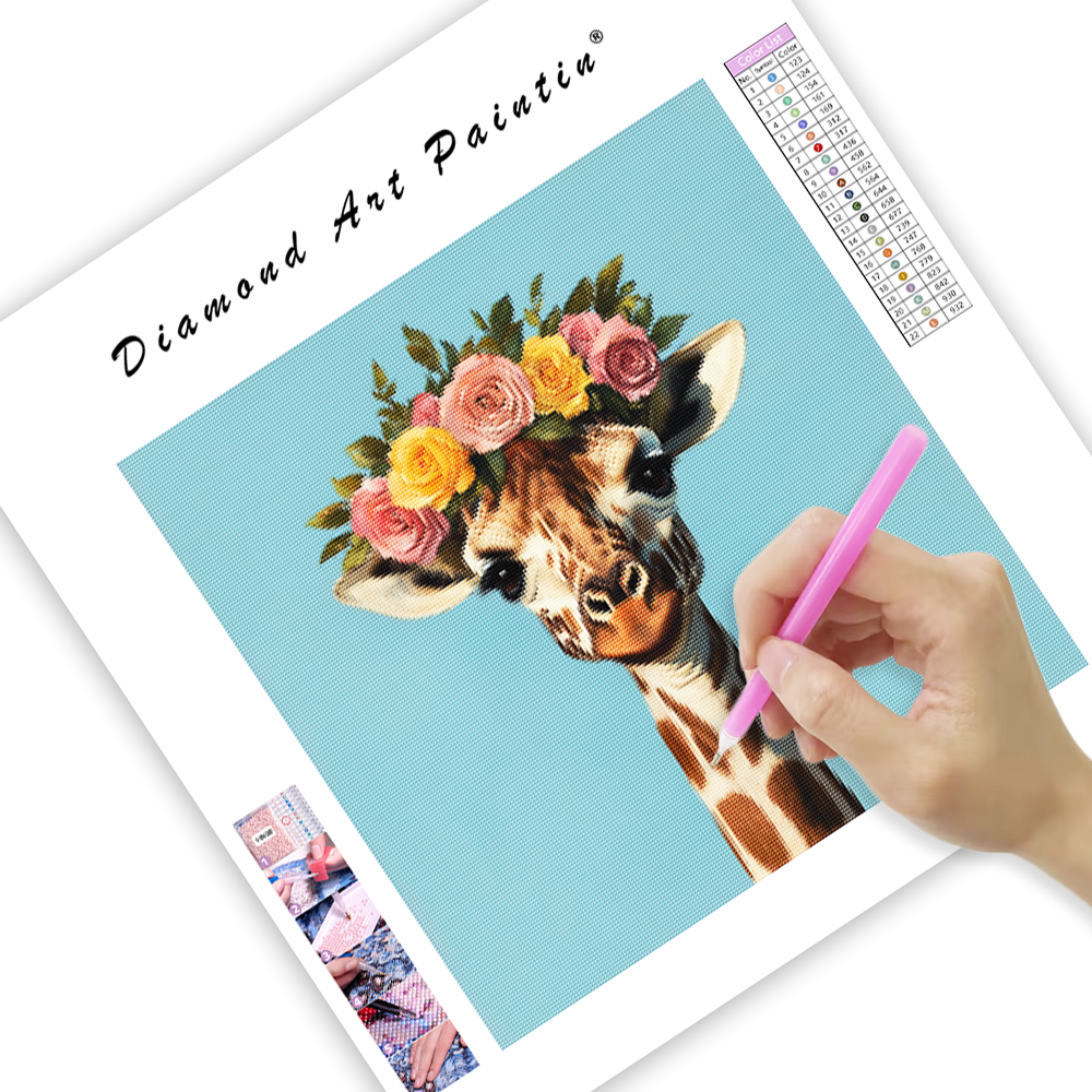 Floral Giraffe - Diamond Painting