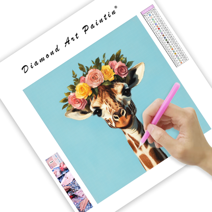 Floral Giraffe - Diamond Painting