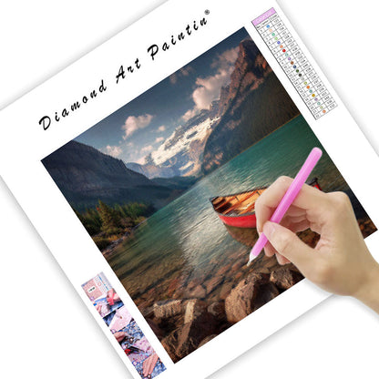 Lake Louise Emerald Canoe - Diamond Painting