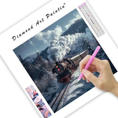 Steam Train Winter - Diamond Painting