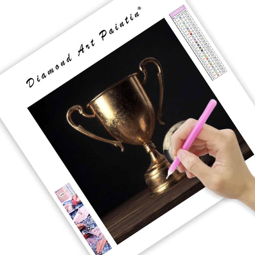 Golden Trophy and Ball - Diamond Painting