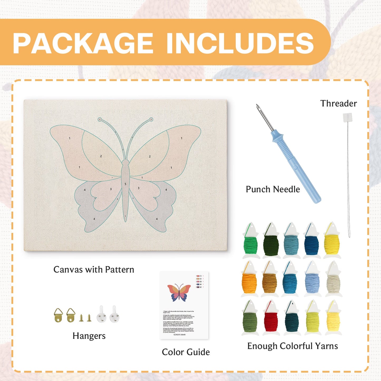 Colorful Butterfly - Punch Needle