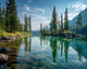 Pine Trees by Lake - Diamond Painting