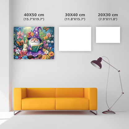 Whimsical Gnome and Bunny - Diamond Painting