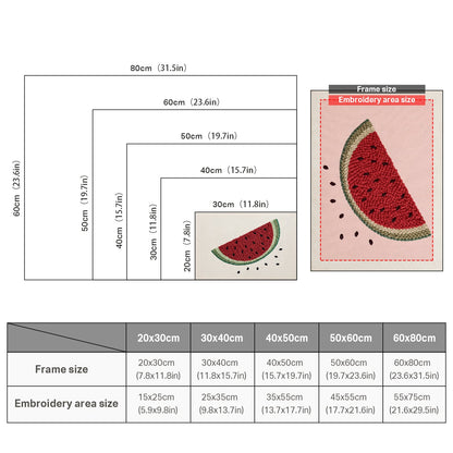 Watermelon Slice with Seeds - Punch Needle