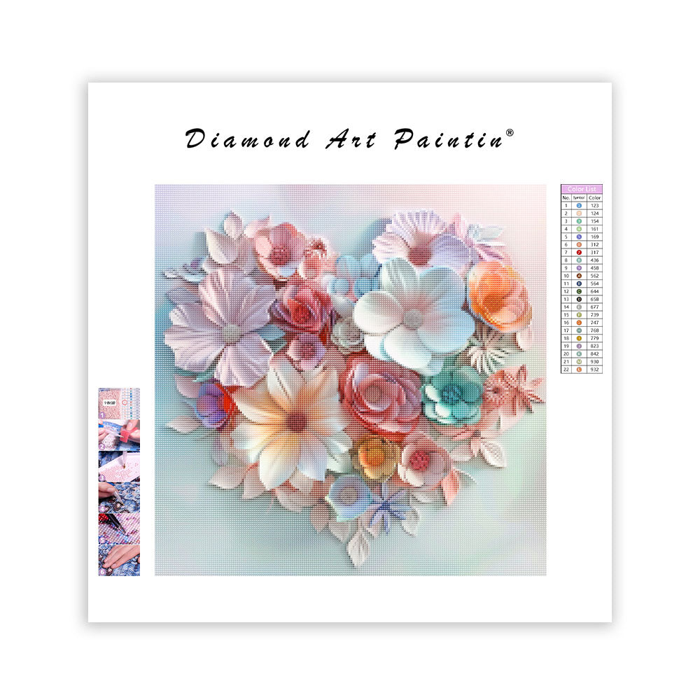 Floral Heart Love - Diamond Painting