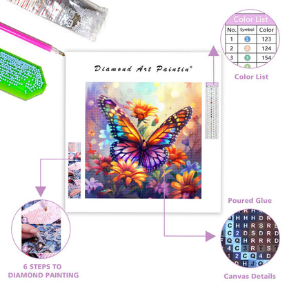Colorful Butterfly Bloom - Diamond Painting