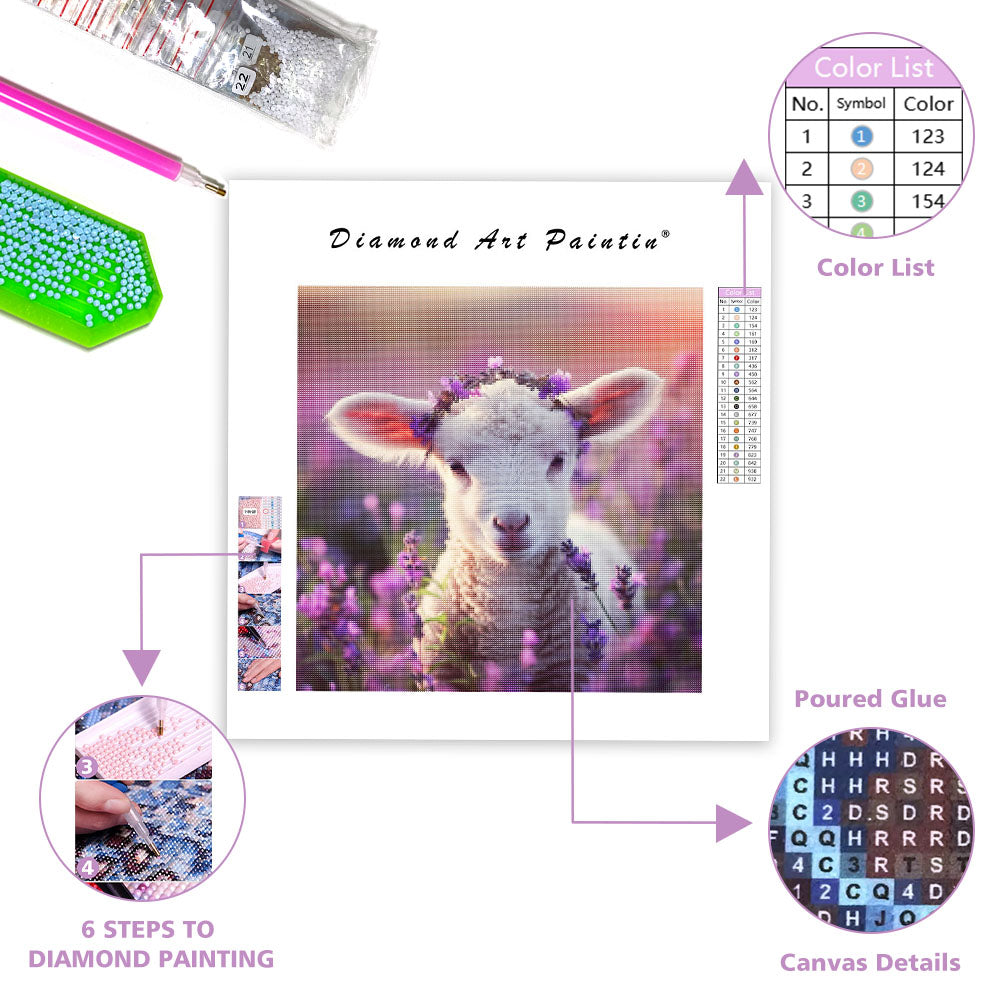 Lavender Lamb - Diamond Painting