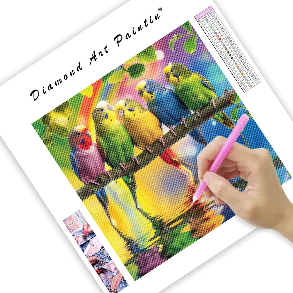 Rainbow Parrots - Diamond Painting