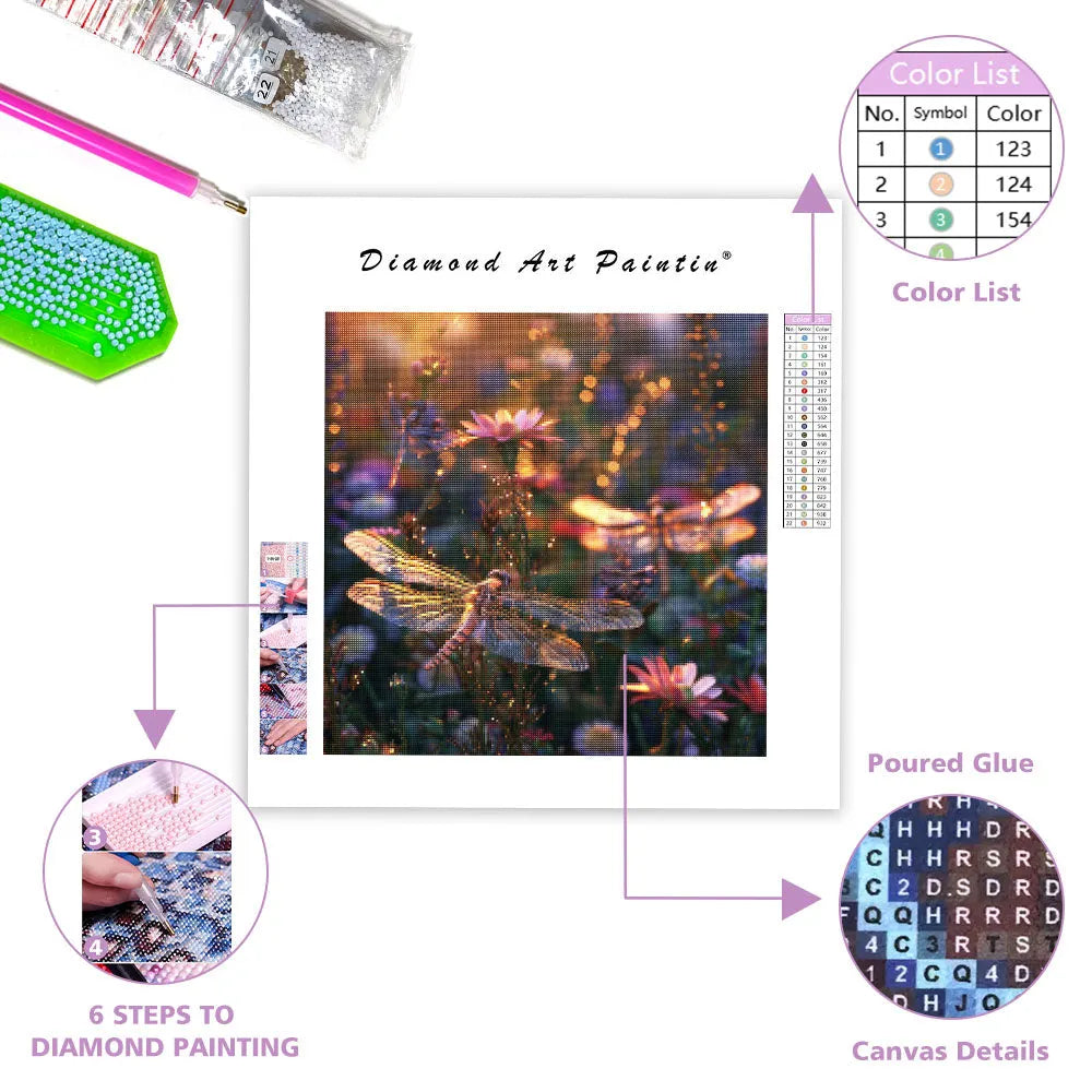 Magical Dragonfly Garden - Diamond Painting