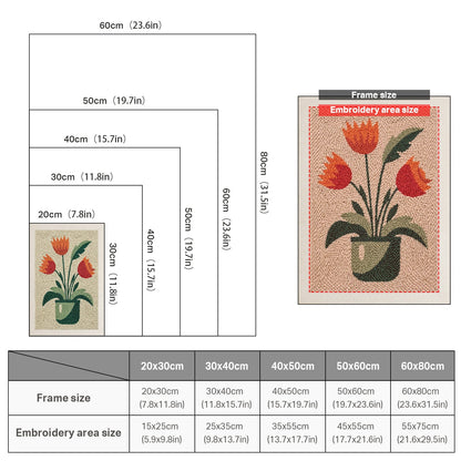 Orange Tulips - Punch Needle