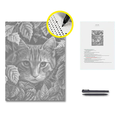 Leaves and Cat - Dot Painting