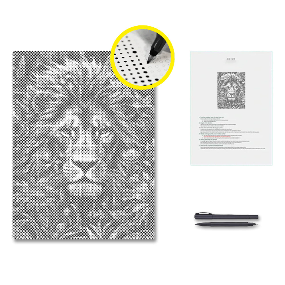 Foliage and Lion's Fury - Dot Painting