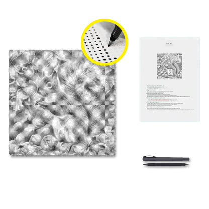 Squirrel In Autumn Leaves - Dot Painting