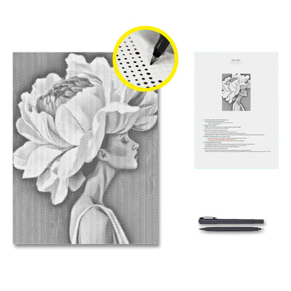 Flower & Woman - Dot Painting