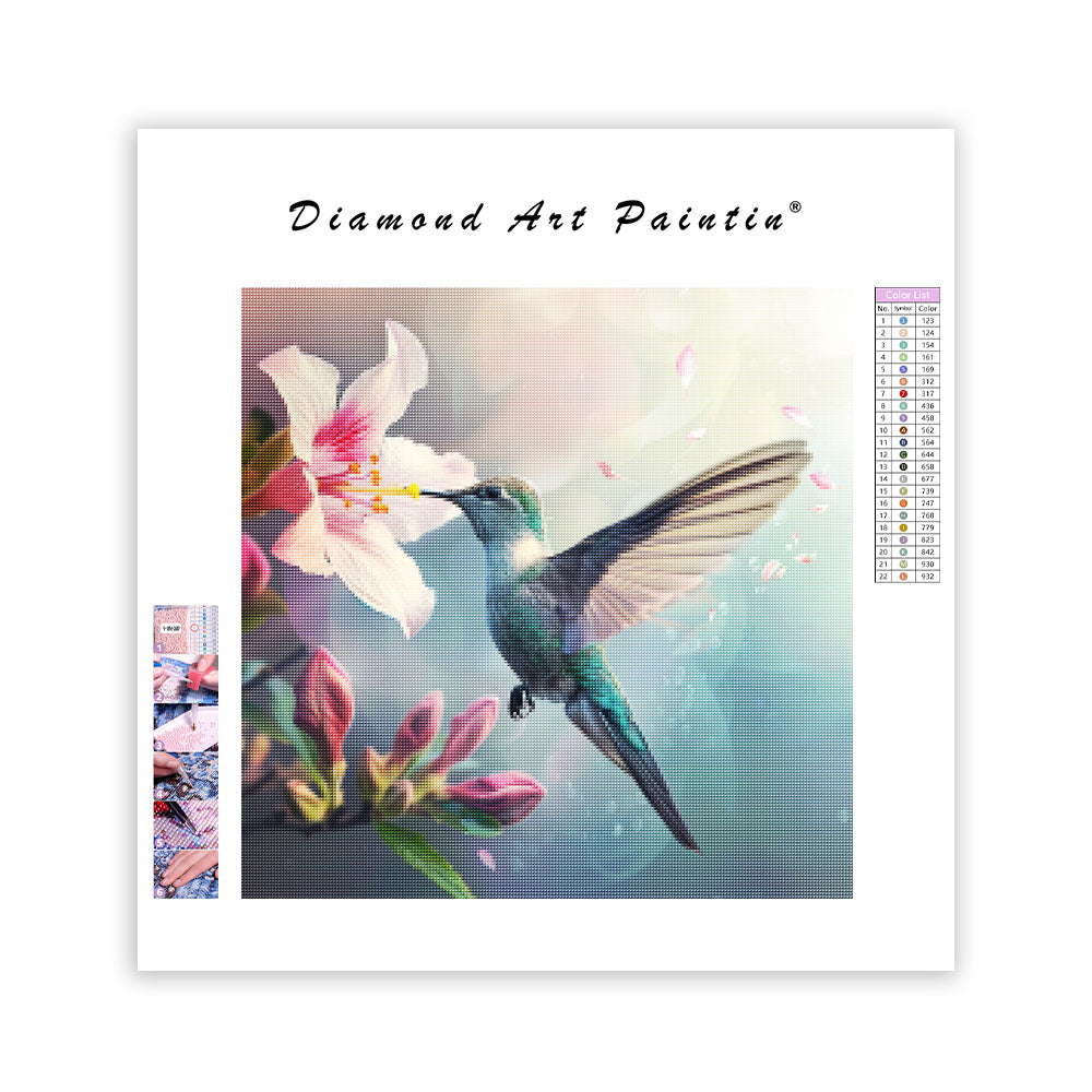 Blue Hummingbird Grace - Diamond Painting