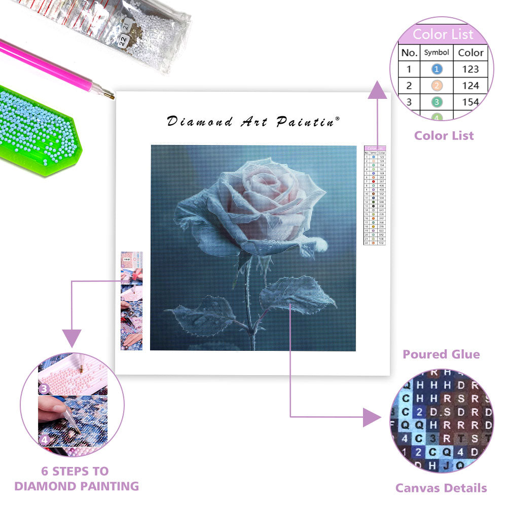 Frosted Rose Glow - Diamond Painting