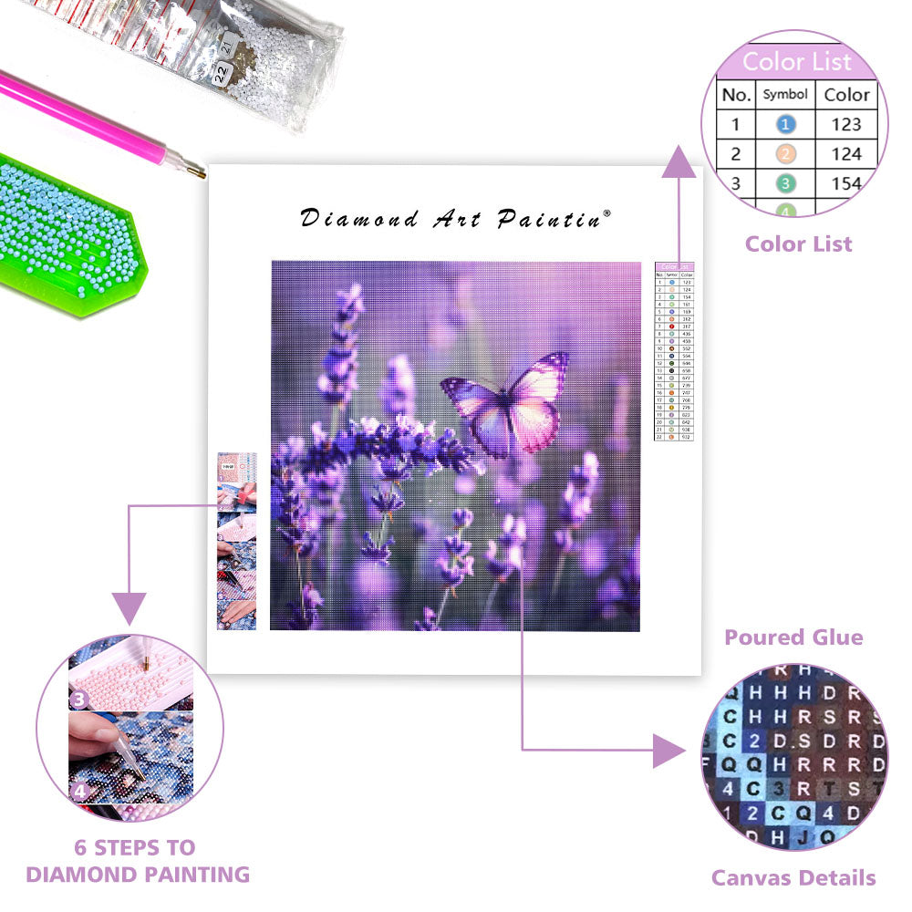 Lavender Butterfly - Diamond Painting