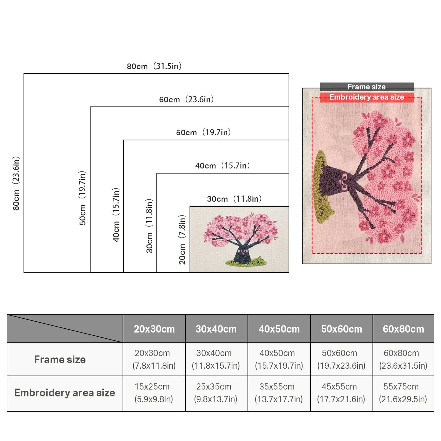 Cherry Blossom Tree with Owl - Punch Needle
