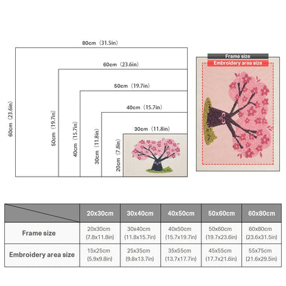 Cherry Blossom Tree with Owl - Punch Needle