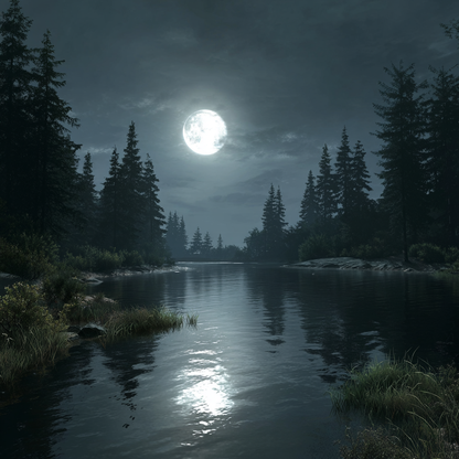 Moonlit Lake - Diamond Painting