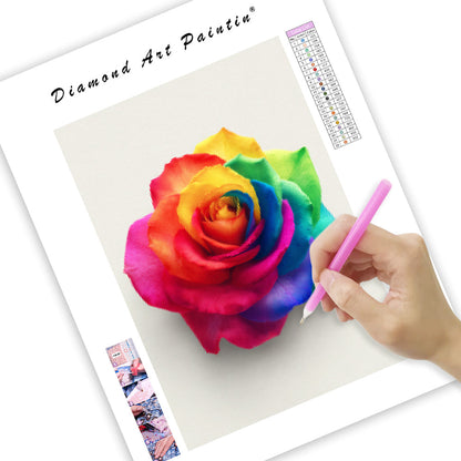 Rainbow Rose Bloom - Diamond Painting