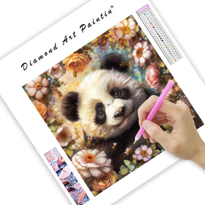 Floral Panda Charm - Diamond Painting