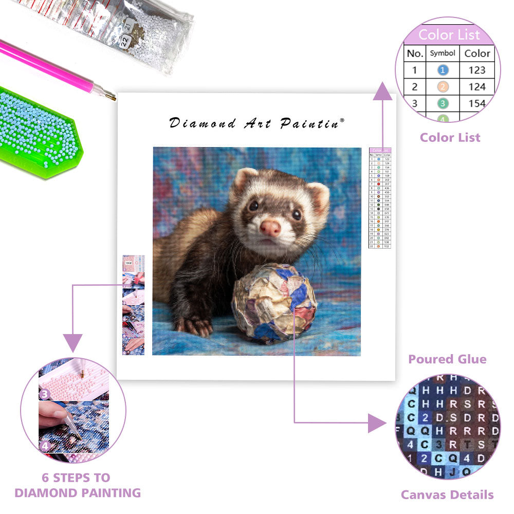 Ferret Playing - Diamond Painting