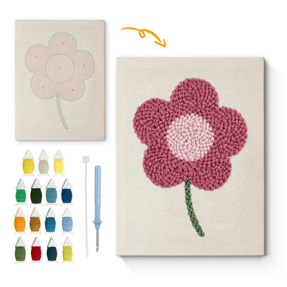 Pink Daisy Flower - Punch Needle