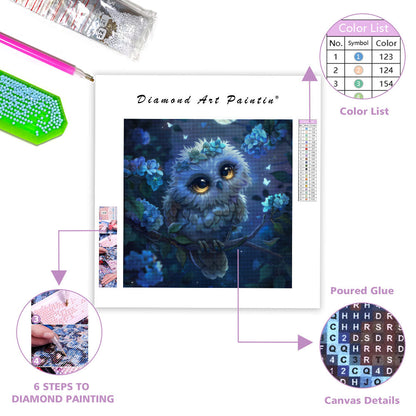 Moonlit Wreath Owl - Diamond Painting