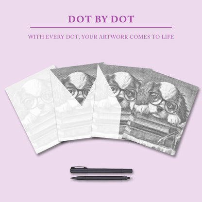 Bookish Puppy Charm - Dot Painting