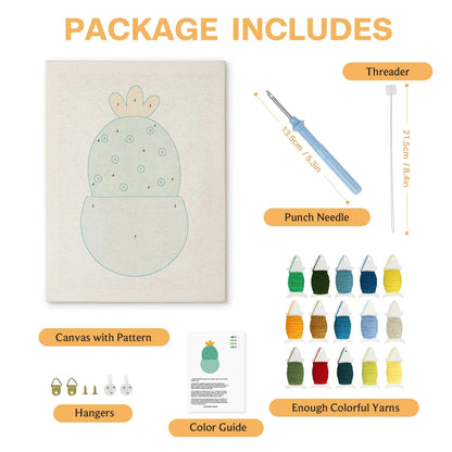 Cactus with Yellow Crown - Punch Needle