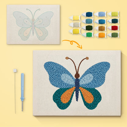 Blue & Orange Butterfly - Punch Needle