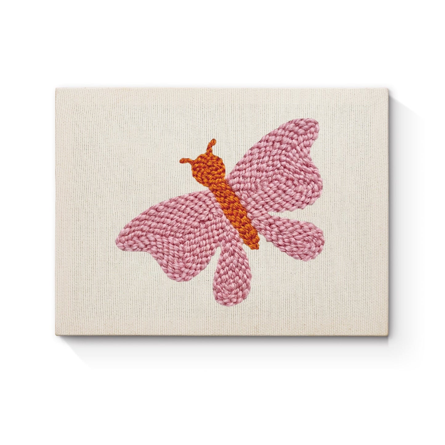 Pink Butterfly Embroidery - Punch Needle