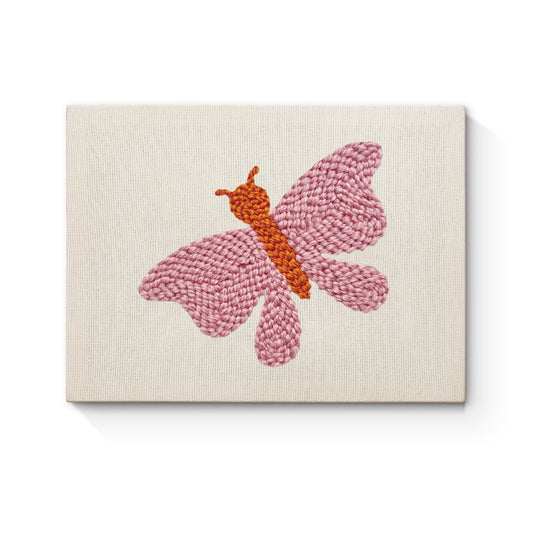 Pink Butterfly Embroidery - Punch Needle