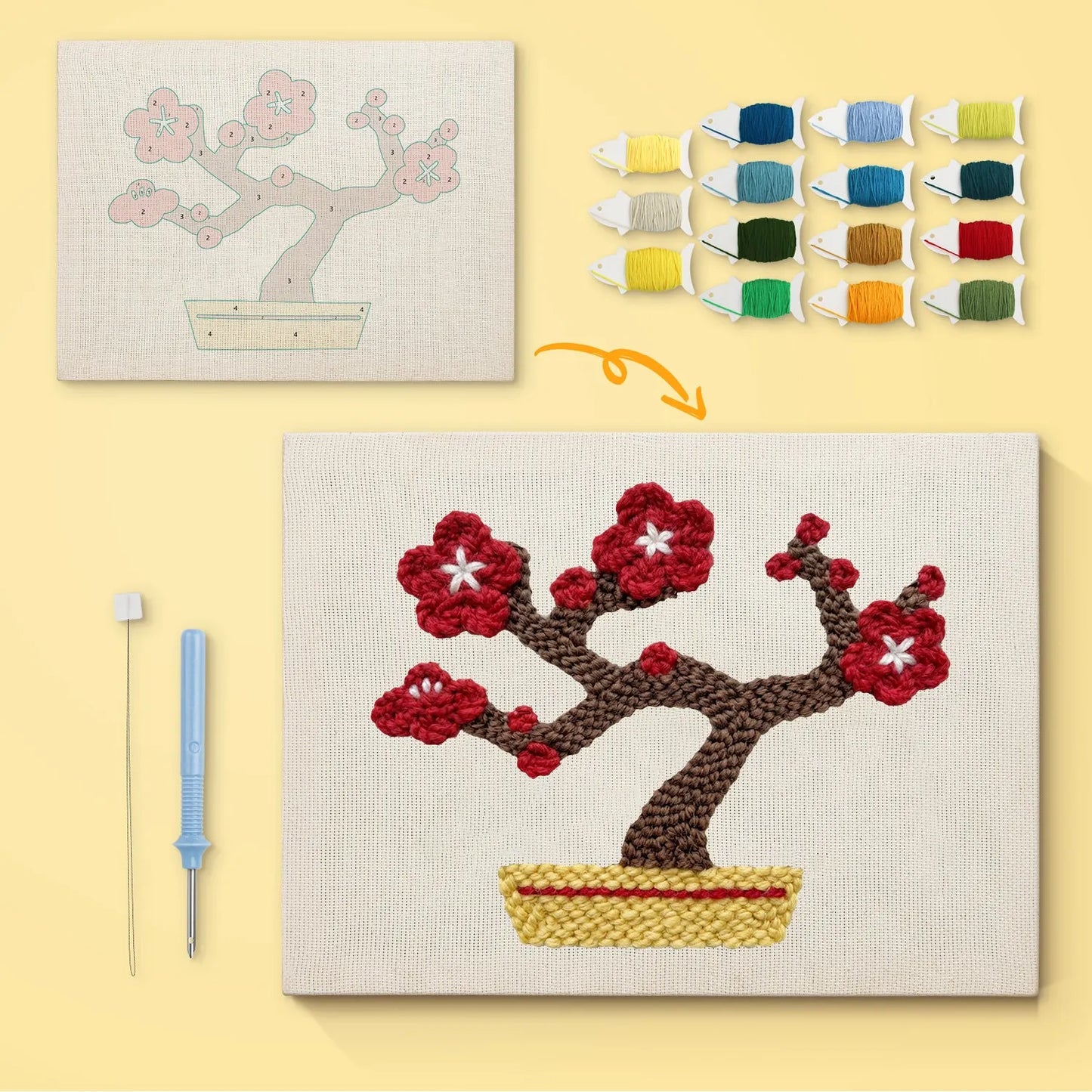 Bonsai Tree - Punch Needle